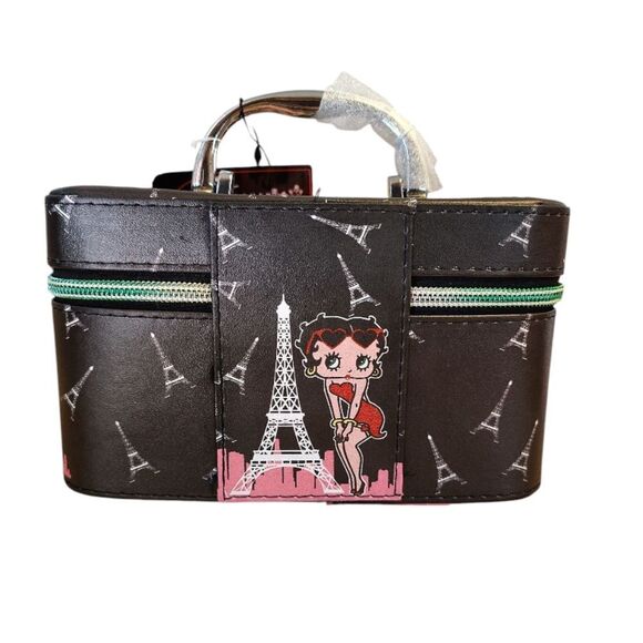 Betty Boop In Paris Black Pink Printed Hardcase Make Up Carrying Case NWT - Picture 6 of 12